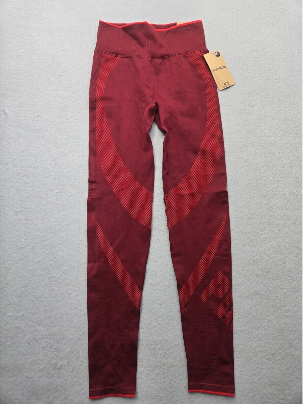 PINK Wine Leggings Red High Waist Seamless Performance Small Polyester